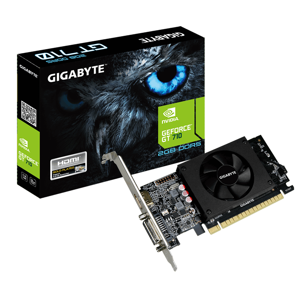 VGA (การ์ดแสดงผล) GIGABYTE GEFORCE GT 710 - 2GB GDDR5 (GV-N710D5-2GL)