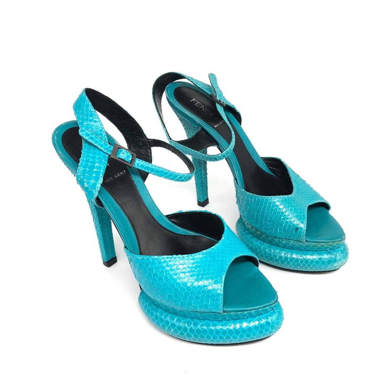 Fendi High heels shoes blue pyton embossed size 37