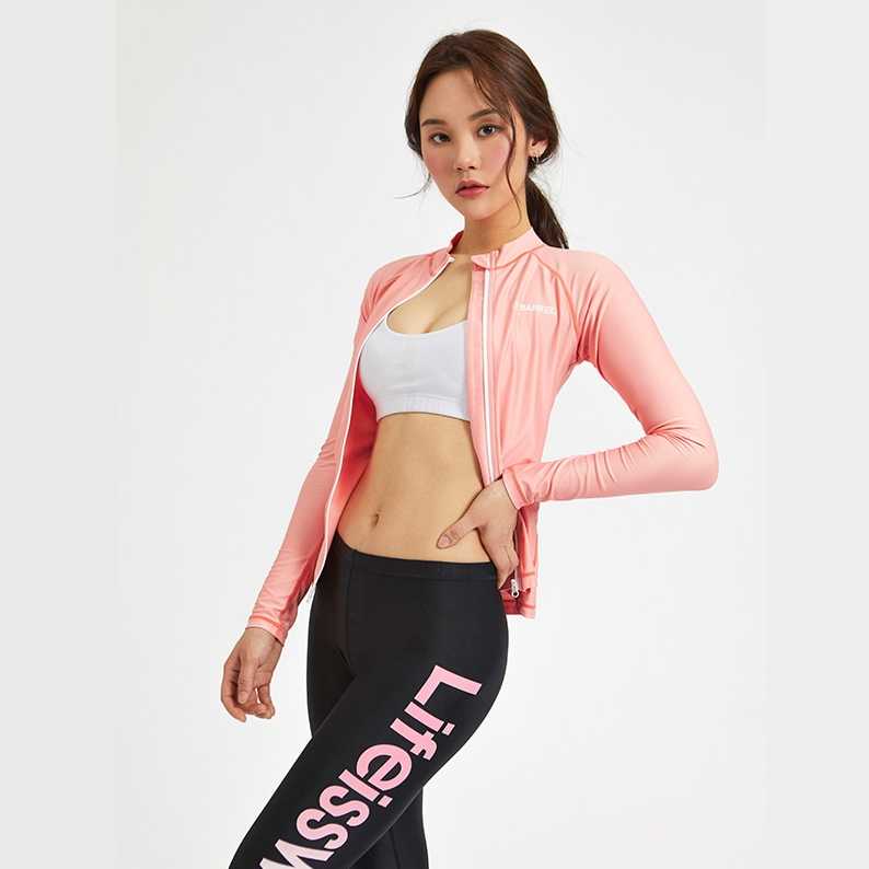 Women Piha Zip Up Rashguard PEACH