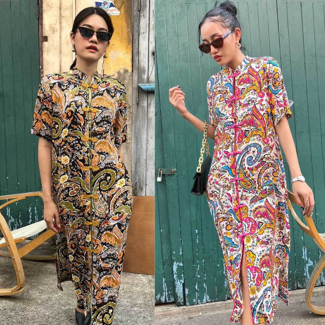 Dress qipao funpaisley