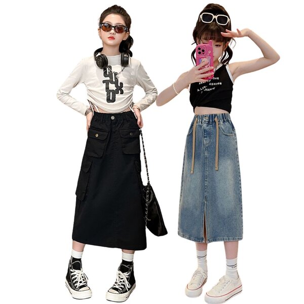 กระโปรง เด็กผู้หญิง กระโปรงยีนส์ยาว