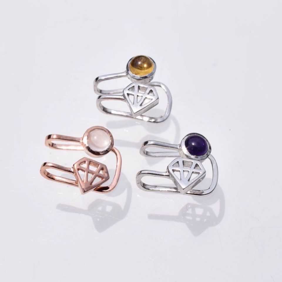 ต่างหูพลอย #minimearrings รหัส E114
