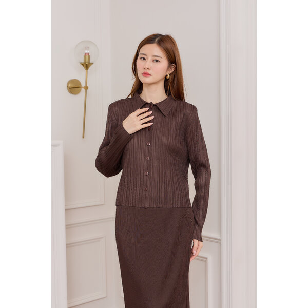 2MUAY GJO5006-9 เสื้อพลีทคุณภาพ FRONT SHIRT CROP BUTTON PLEATED TOP 7 สี FREE SIZE