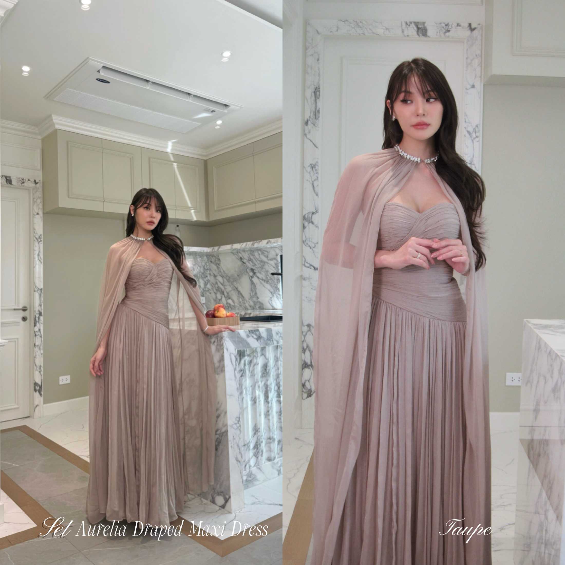 AURELIA DRAPED MAXI DRESS (Pre 3-5 days)ระบุวันใช้งานได้ค่ะ