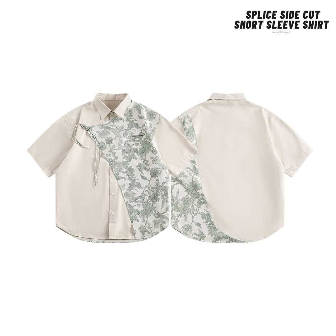 Jeera168 | Splice Side cut Short Sleeve Shirt (พรีออเดอร์)