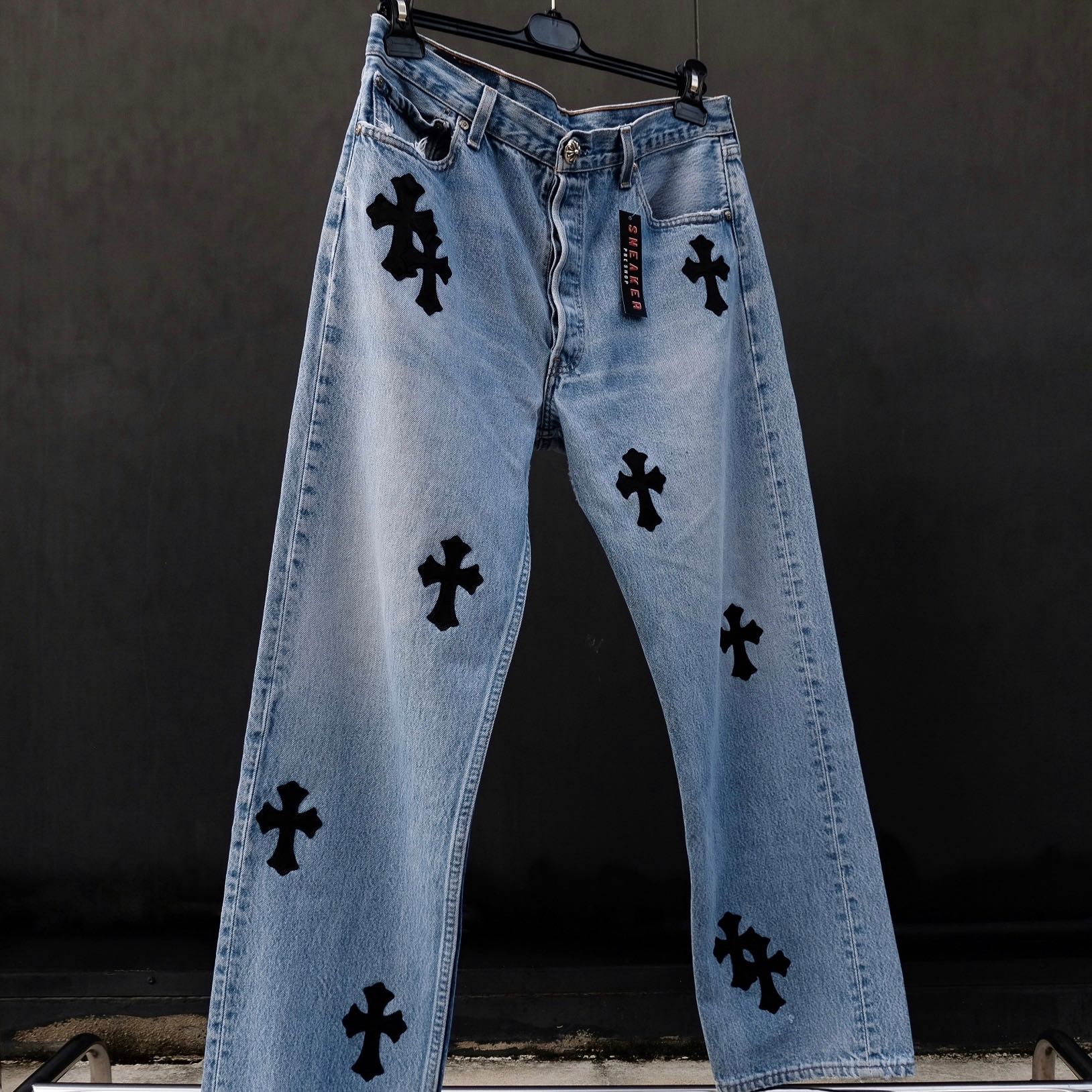 Chrome Hearts Levi’s 501 Cross Patch Denim Jeans