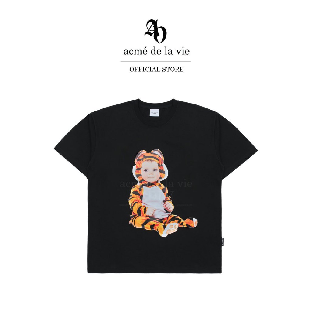 ADLV [acme de la vie] เสื้อยืด Oversize รุ่น Baby Face Baby Tiger Short Sleeve T-Shirt Black Black