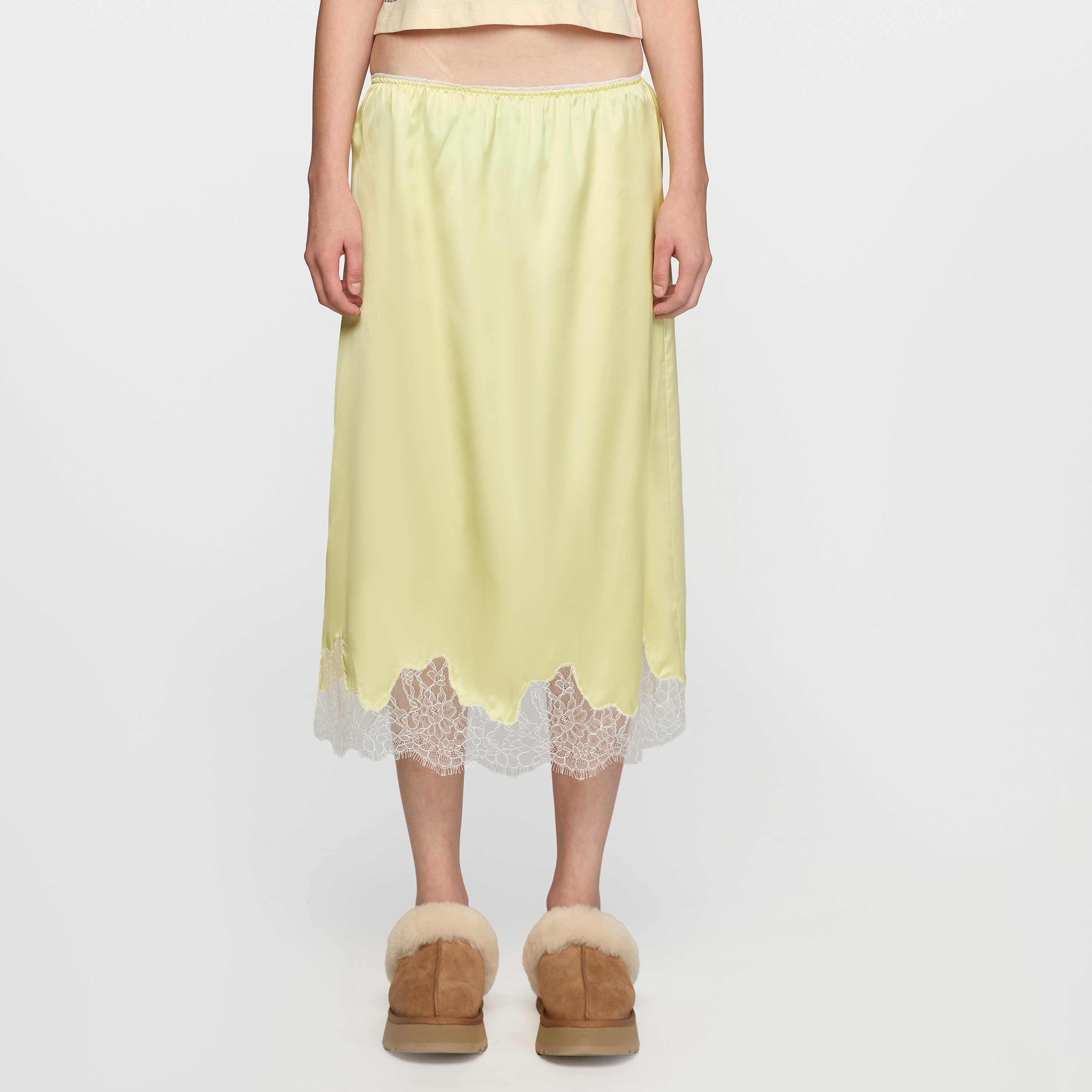 MIDI SATIN SKIRT (YELLOW)