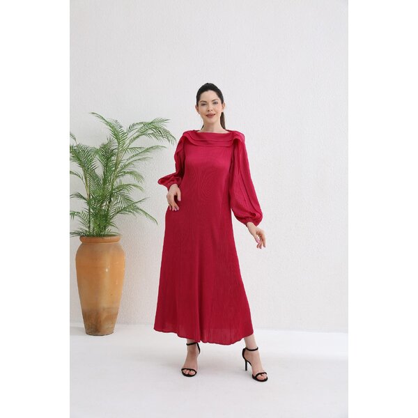 2MUAY รุ่น GA4105 เดรสพลีทคุณภาพ LAYER SLEEVE PLEATED DRESS 10 สี FREE SIZE