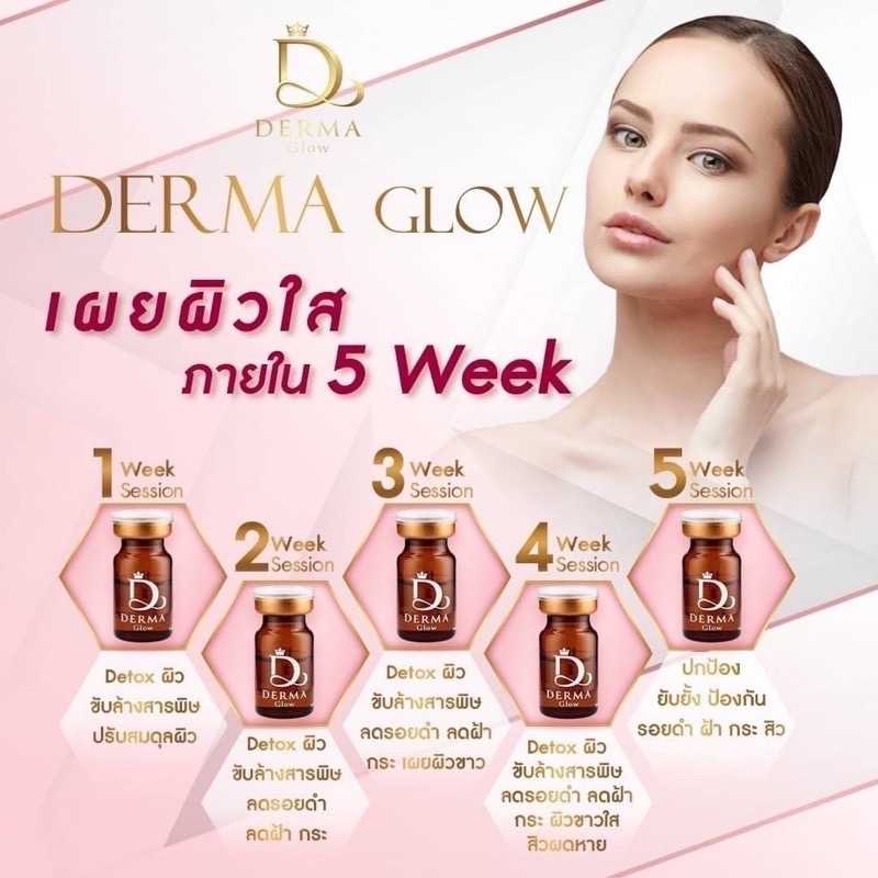 Derma Glow หน้าใส ดูแลหลุมสิว ลดรอยดำ รอยสิว 1 กล่อง 5 ขวด