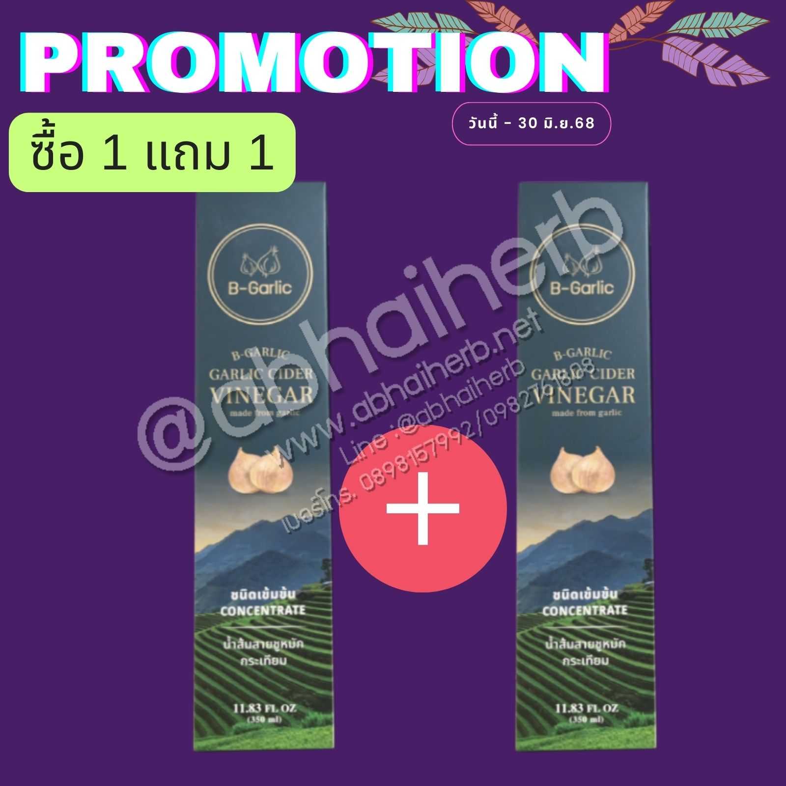 โปรโมชั่น ซื้อ 1 แถม 1 Black Garlic Cider Vinegar น้ำส้มสายชูหมักกระเทียมดำ ตรา B-Garlic