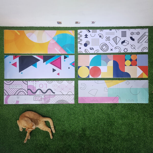 0503 สติ๊กเกอร์ PVC ติดใต้ท้องบอร์ด ติดง่าย กันน้ำ ลายเส้นเลขาคณิต