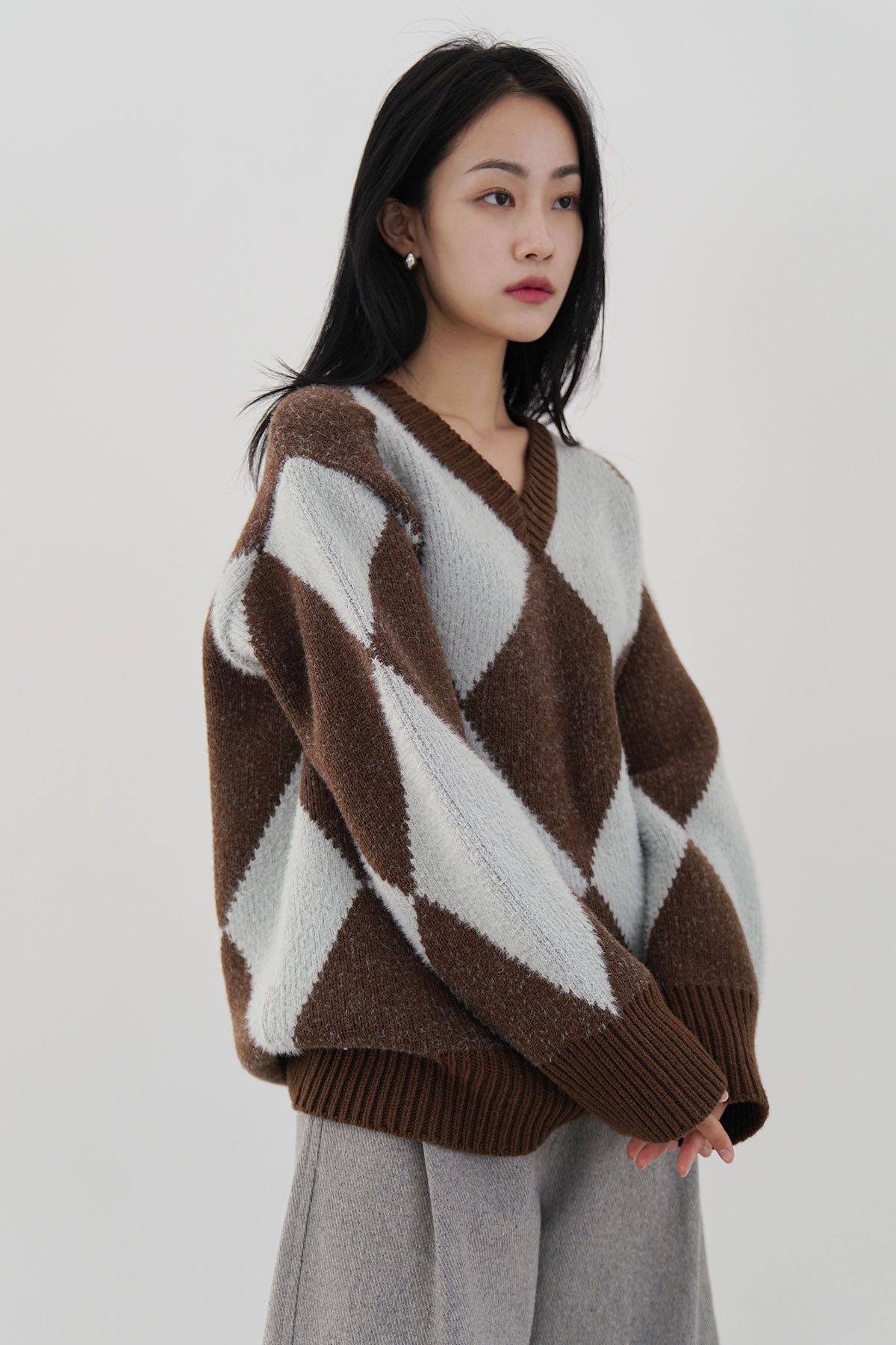 (พร้อมส่ง) angle pattern knit EXTRA FINE WOOL