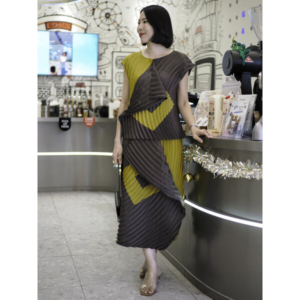 2MUAY รุ่น GT8189T / GT8189S TWO TONE DRAPED PLEATED SET 3 สี FREE SIZE