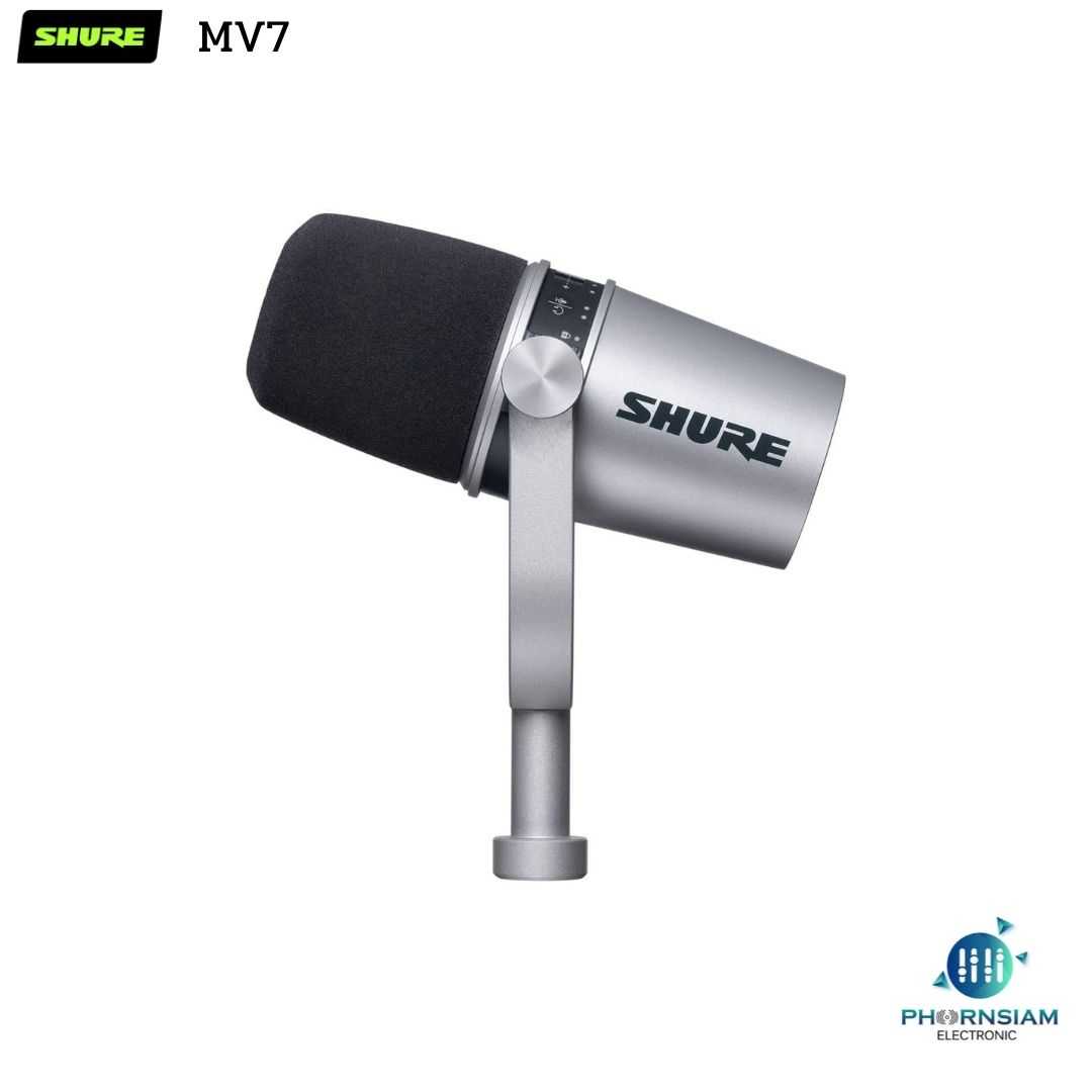 Shure MV7 [silver] ( Podcast Microphone ไมค์บันทึกเสียง ช่อง Output USB/XLR )