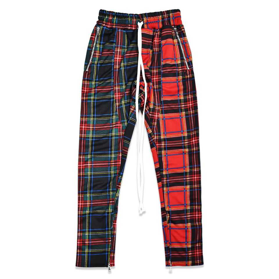 TZ CROSS PLAID TRACK PANT - BLACK & RED