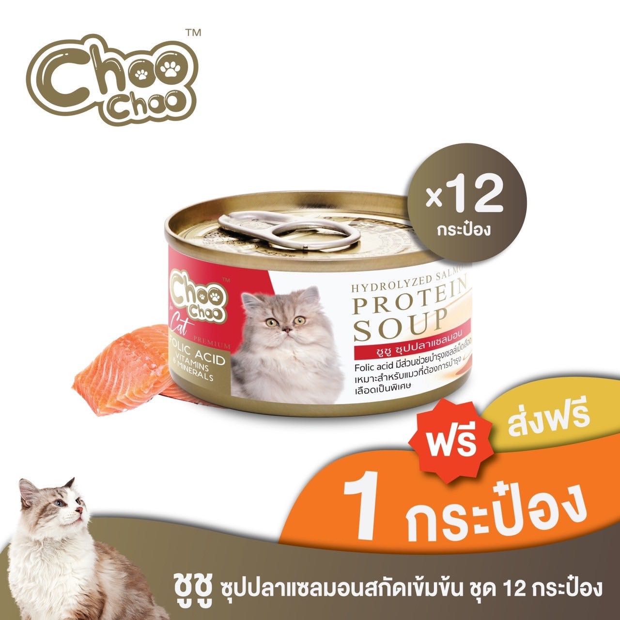 [ส่งฟรี+แถมฟรี 1 กป] ChooChoo ชูชู ซุปปลาแซลมอนสกัดเข้มข้น สูตรบำรุงเลือด 12 กระป๋อง