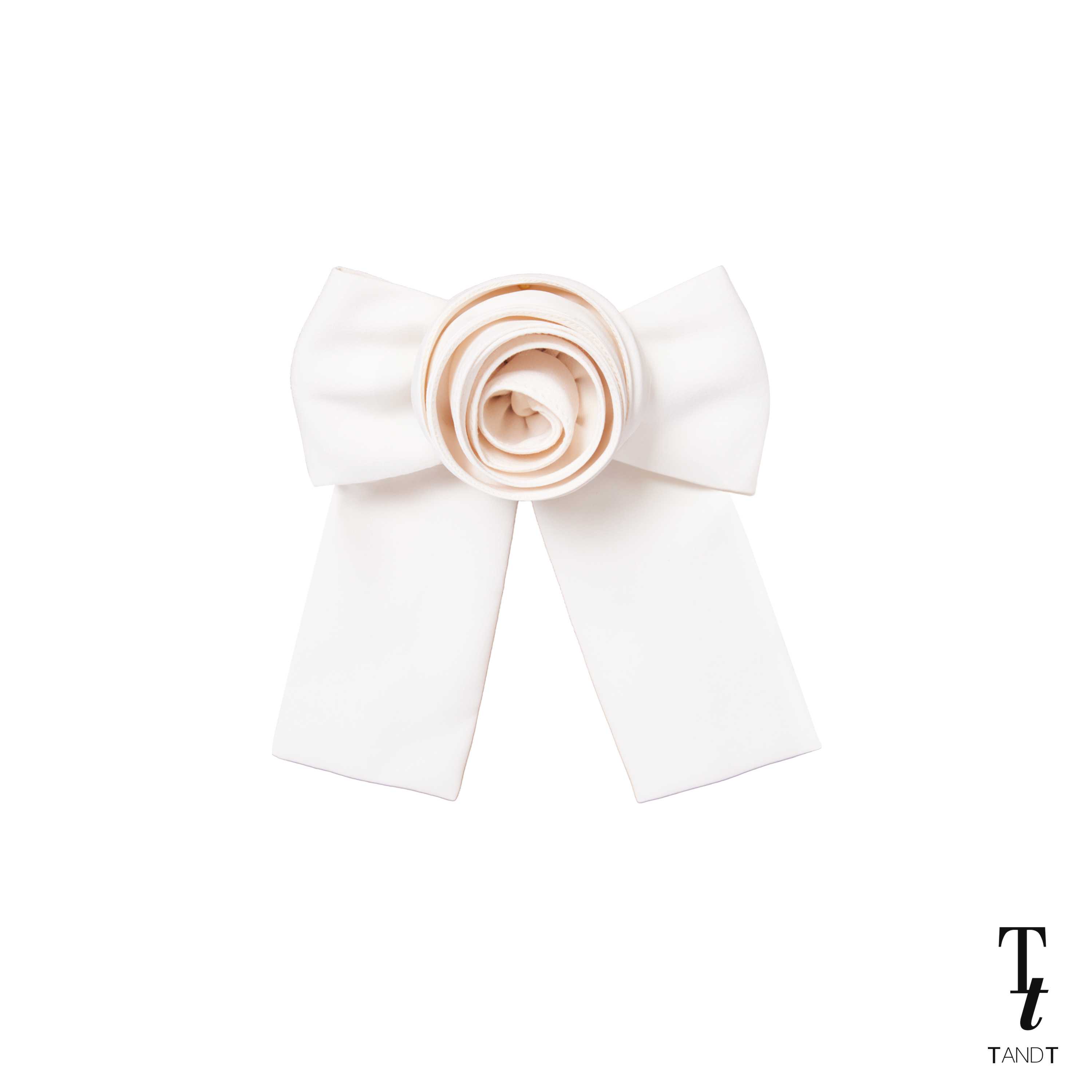 CREAM HAIR CLIP - ROSE BOW HAND-CRAFTED HAIR CLIP