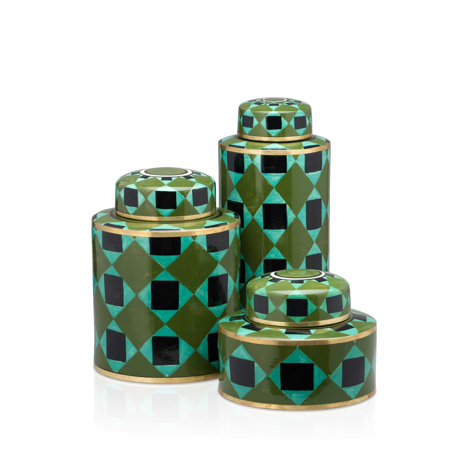 Ginger Jar Size L Green Maze Pattern