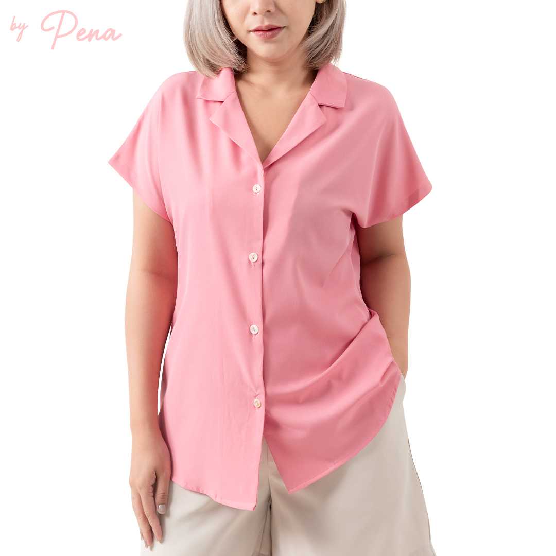 By Pena เสื้อแฟชั่นผู้หญิง คอปกฮาวาย แขนในตัว BPSS062404