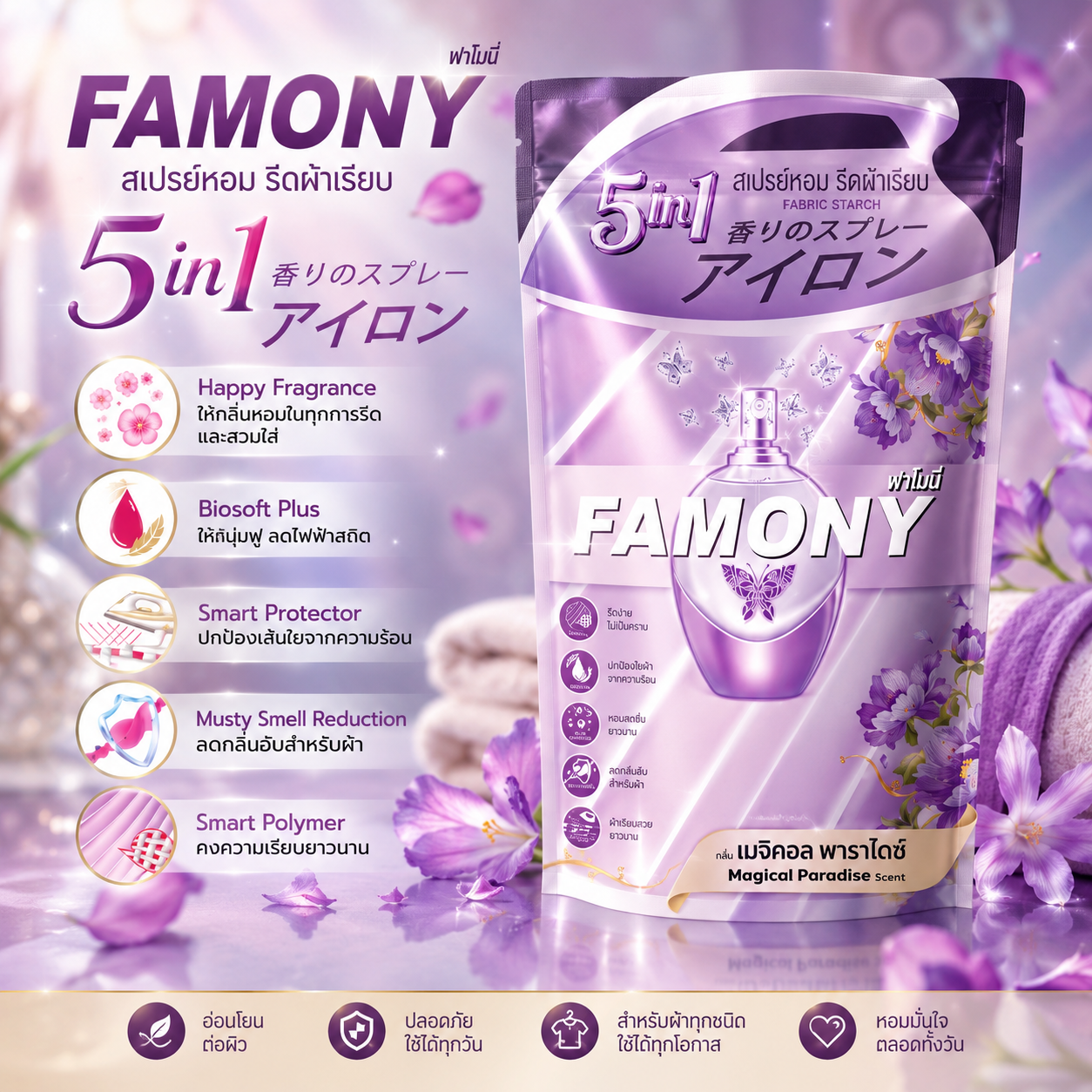 FAMONY น้ำยารีดผ้าเรียบ กลิ่นเมจิคอล พาราไดซ์