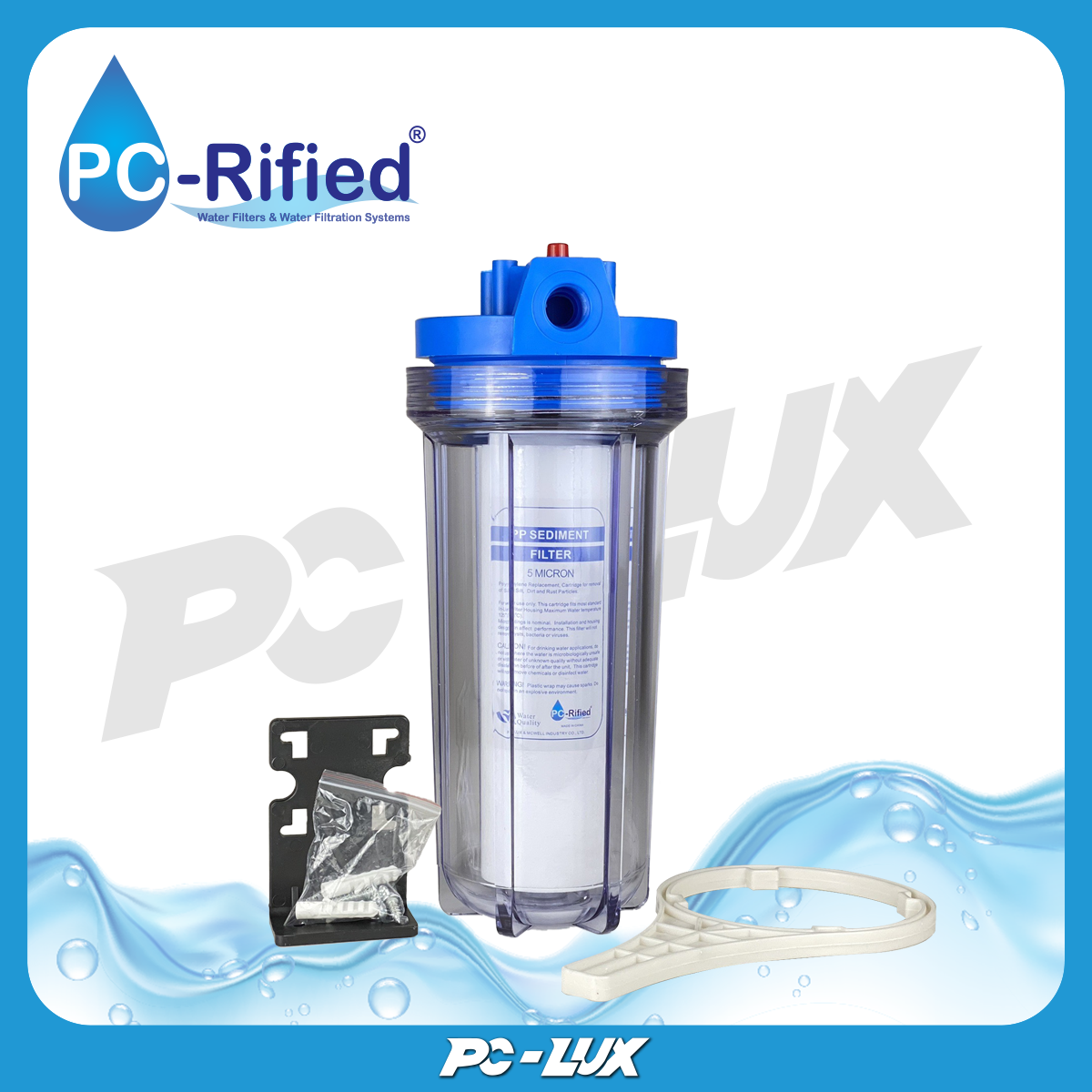 PC-Rified กระบอกกรองน้ำ PP สีใส 10 นิ้ว เกลียว 1/2 นิ้ว