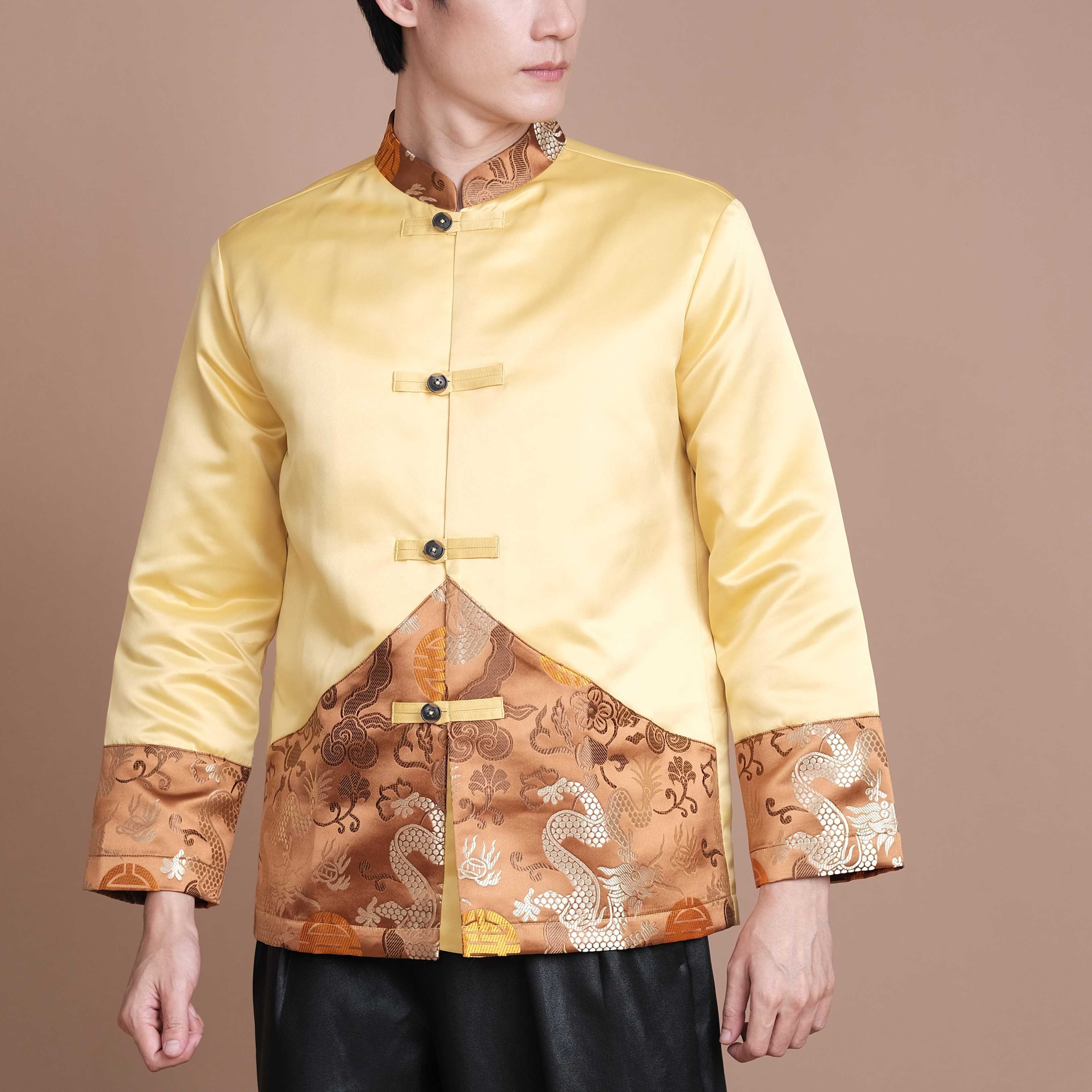 CNY 2025 - เสื้อตรุษจีนผู้ชายสีทองลายมังกร รุ่น NAGA