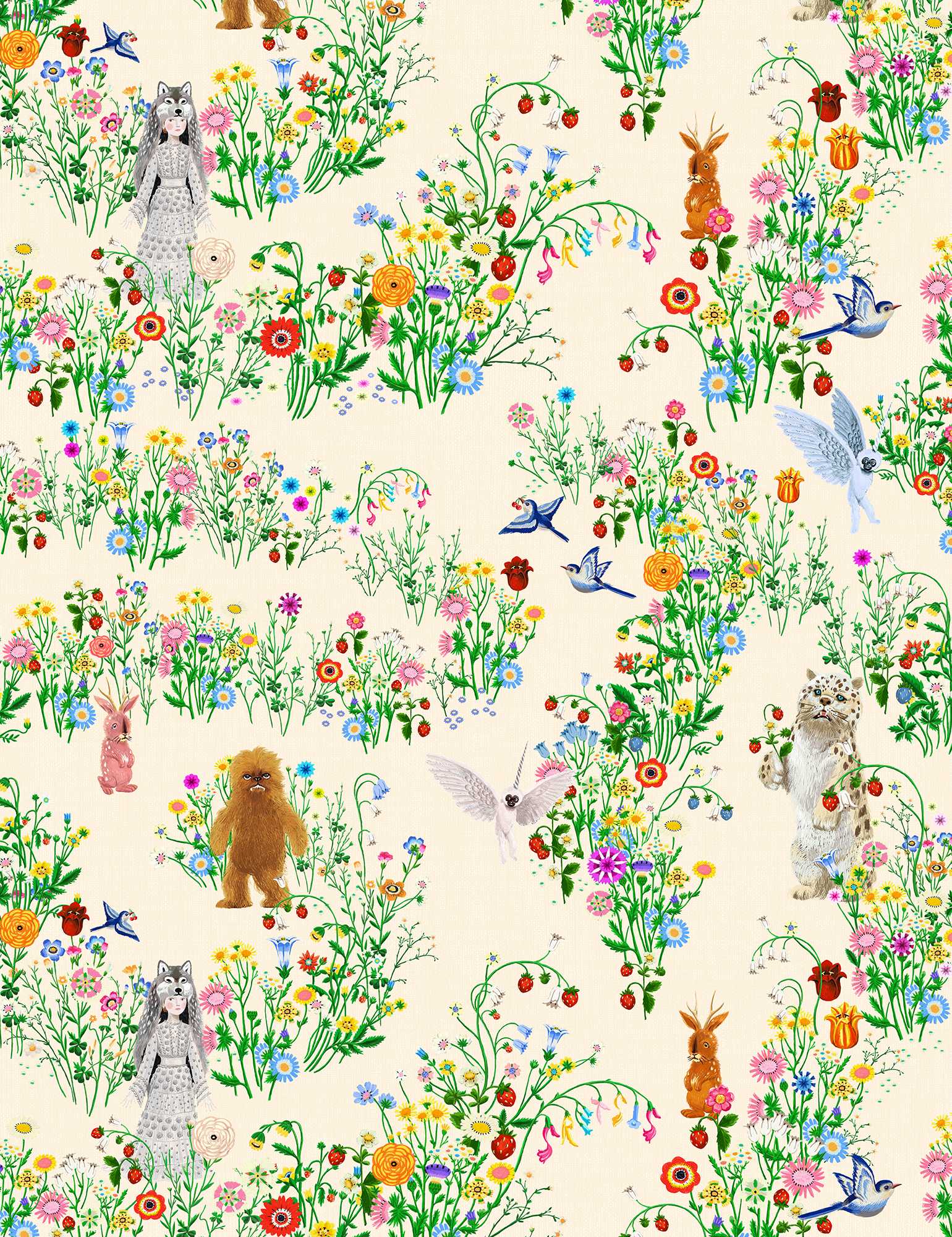 Sretsis Labyrinth Wallpaper (Chantilly Cream)