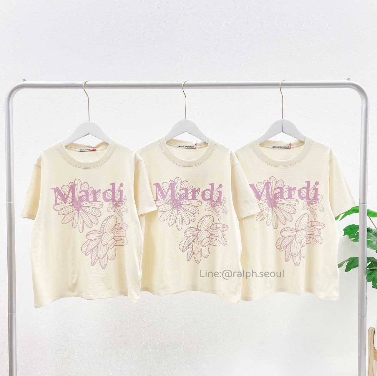 Mardi Slim Triple Flower T-Shirt(PINKLAVENDER) New!!!