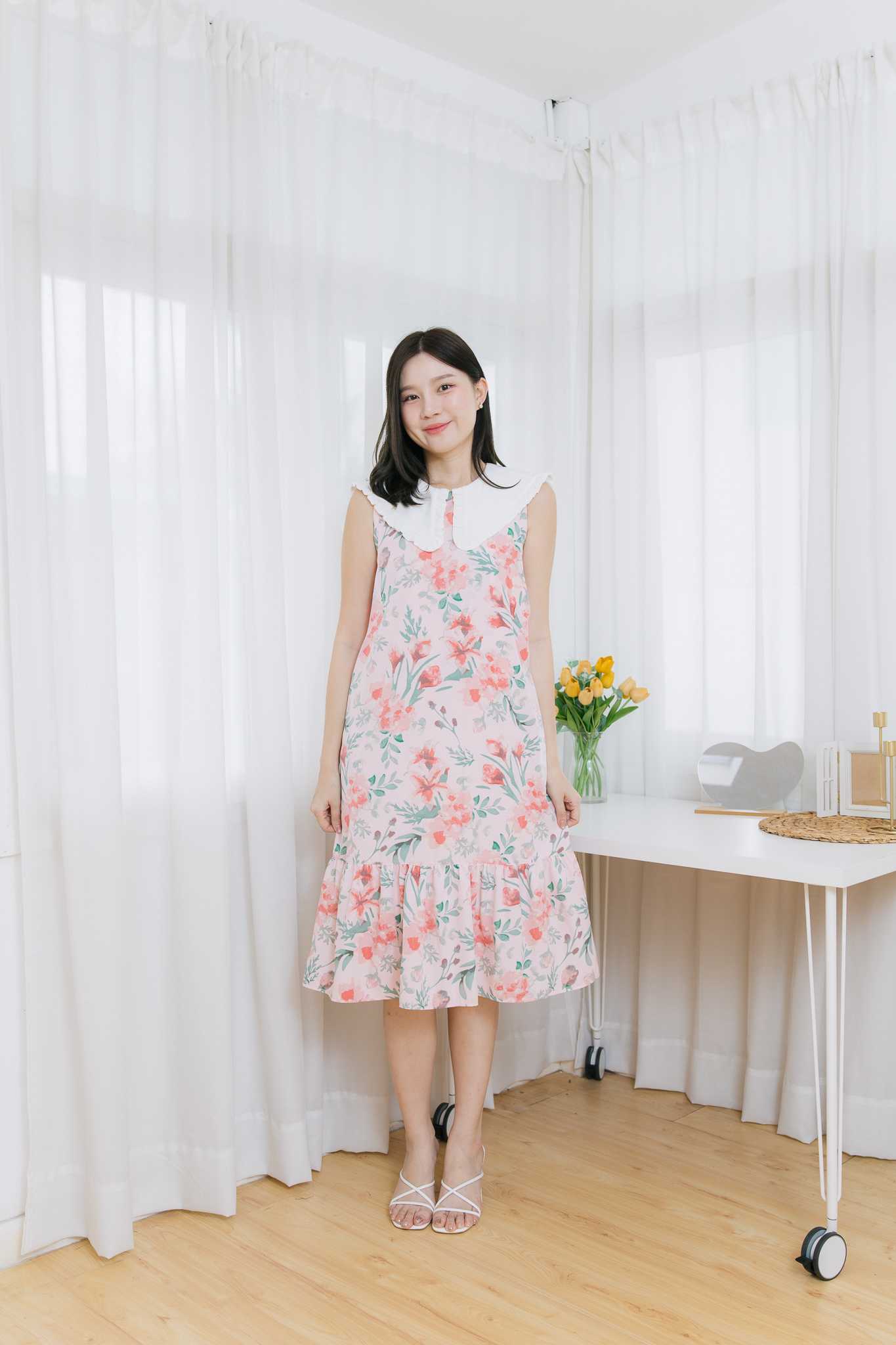 ชุดให้นม Pink floral  joyly dress 