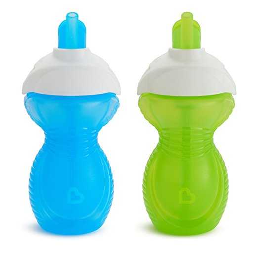 Munchkin : MNK15443 แก้วหัดดื่ม (แพ็คเกจไม่สวย) 9oz. Click Lock Flip Straw Cup - 2pk