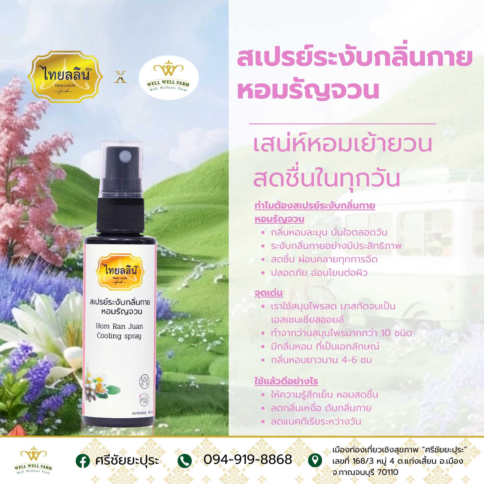 ไทยลลิน สเปรย์ระงับกลิ่นกาย กลิ่นหอมรัญจวน