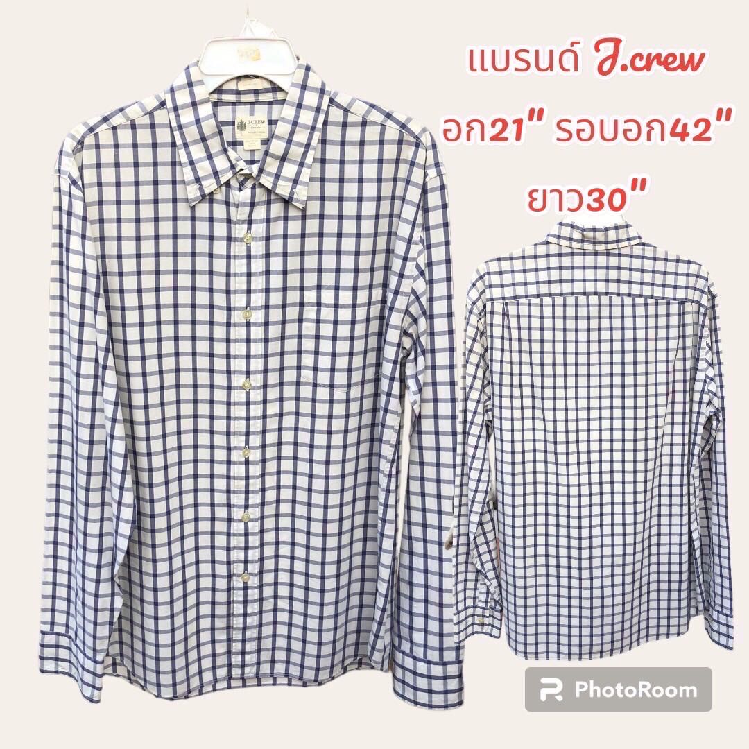 เสื้อเชิ้ตลายสก็อตแขนยาว แบรนด์ห้างงานนอกมือ2เกรดA สินค้าพร้อมจัดส่ง
