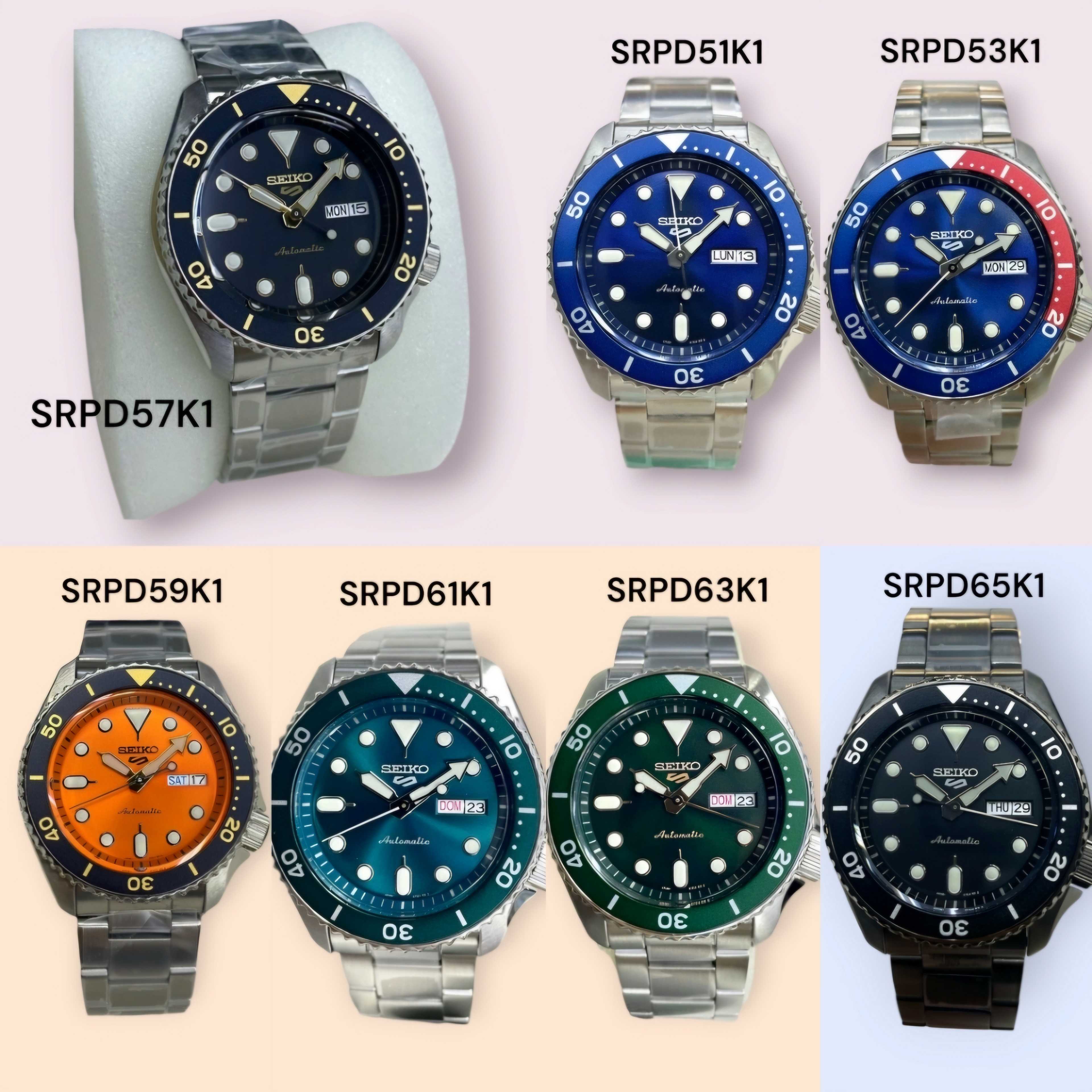 NEW SEIKO 5 SPORTS AUTOMATIC MEN WATCH นาฬิกาข้อมือผู้ชาย รุ่น SRPD51/53/57/59/61/63/65