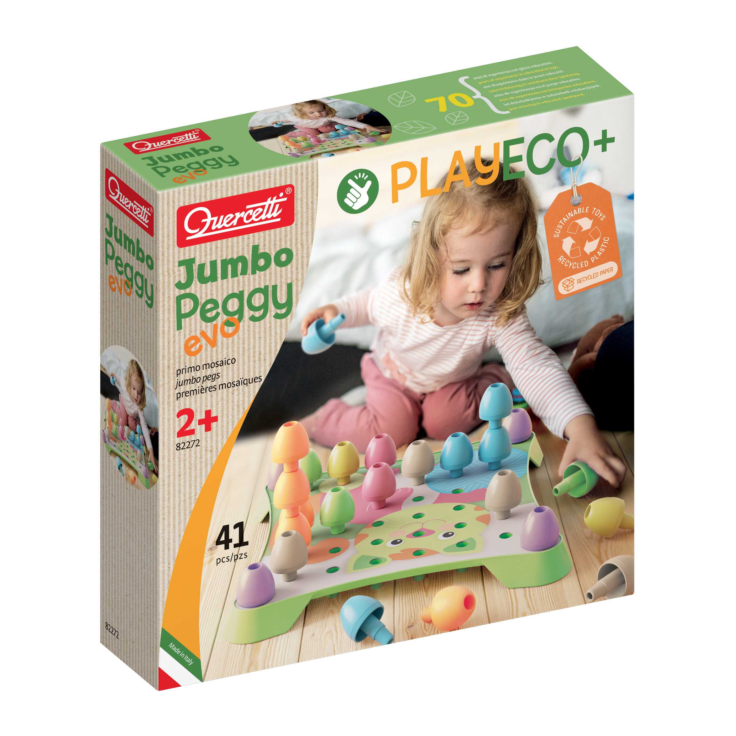 Quercetti Jumbo Peggy Evo Play Eco+ เกมกระดานปักหมุดชิ้นจัมโบ้อีโว รุ่นเพลย์อีโค