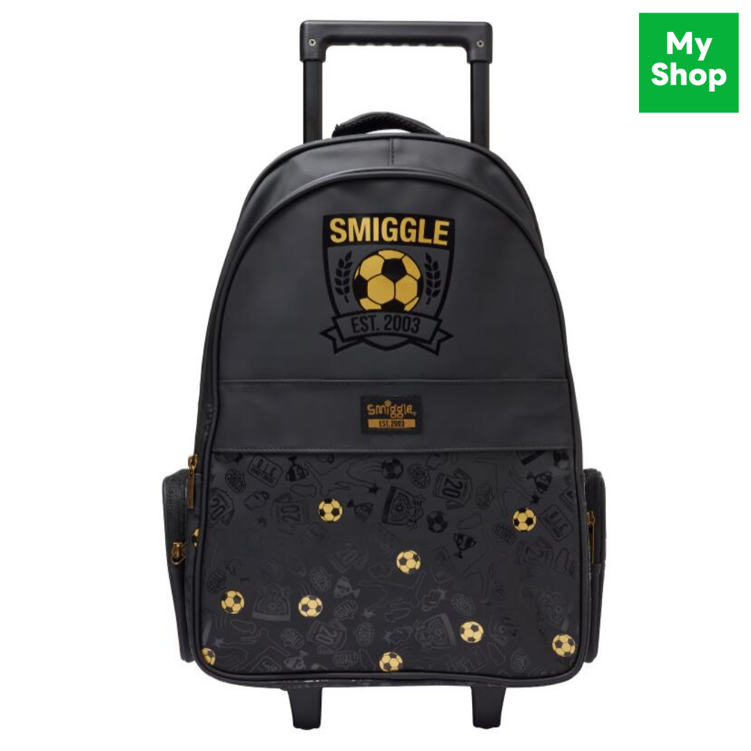 พร้อมส่งในไทย🎉 Smiggle ล้อลาก18นิ้ว ลายบอลทอง Trolley Backpack 18inch. ของแท้✔