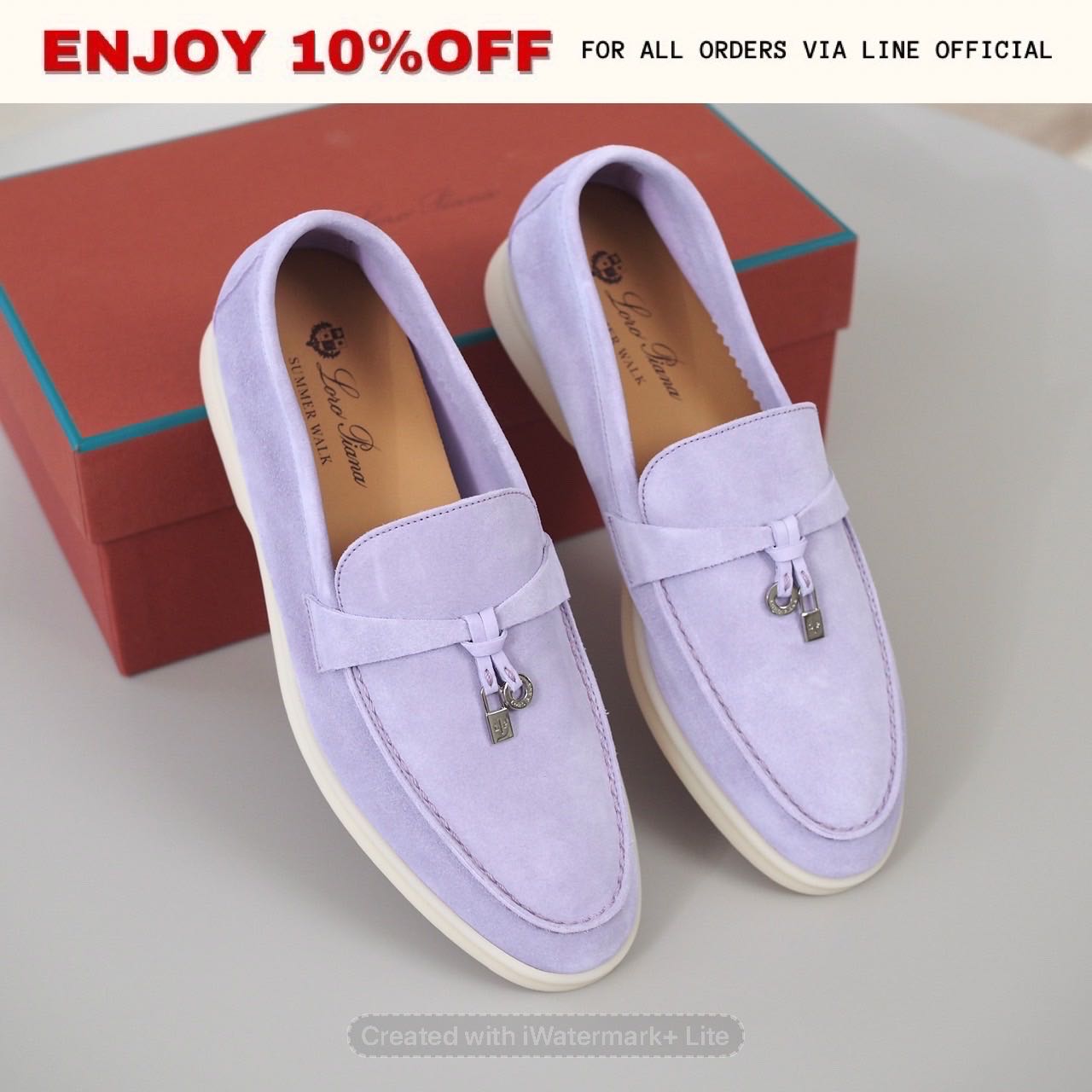 NEW! LORO PIANA Summer Charms Walk Loafers สี Lilac Wagasa | Shoes