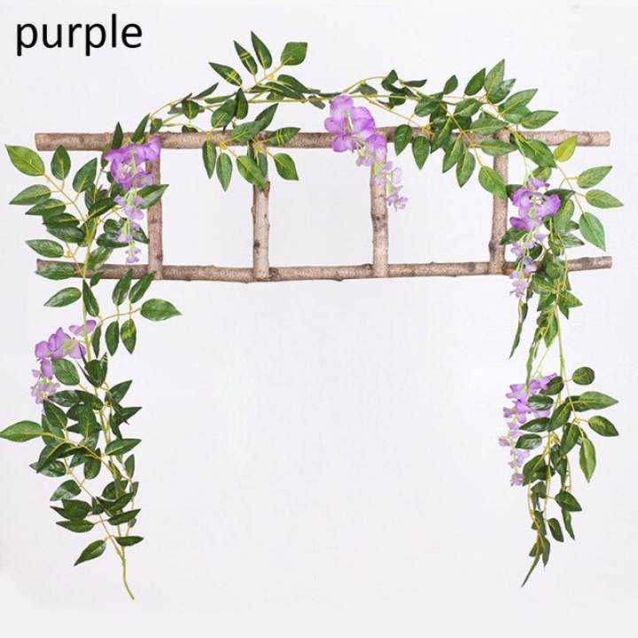 เถาวีสเตียเรีย ยาว2เมตร💐 wisteria เถาวัลย์เทียม ไม้เลื้อยเทียม ของตกแต่งสวน ดอกไม้ประดิษฐ์สวยๆ