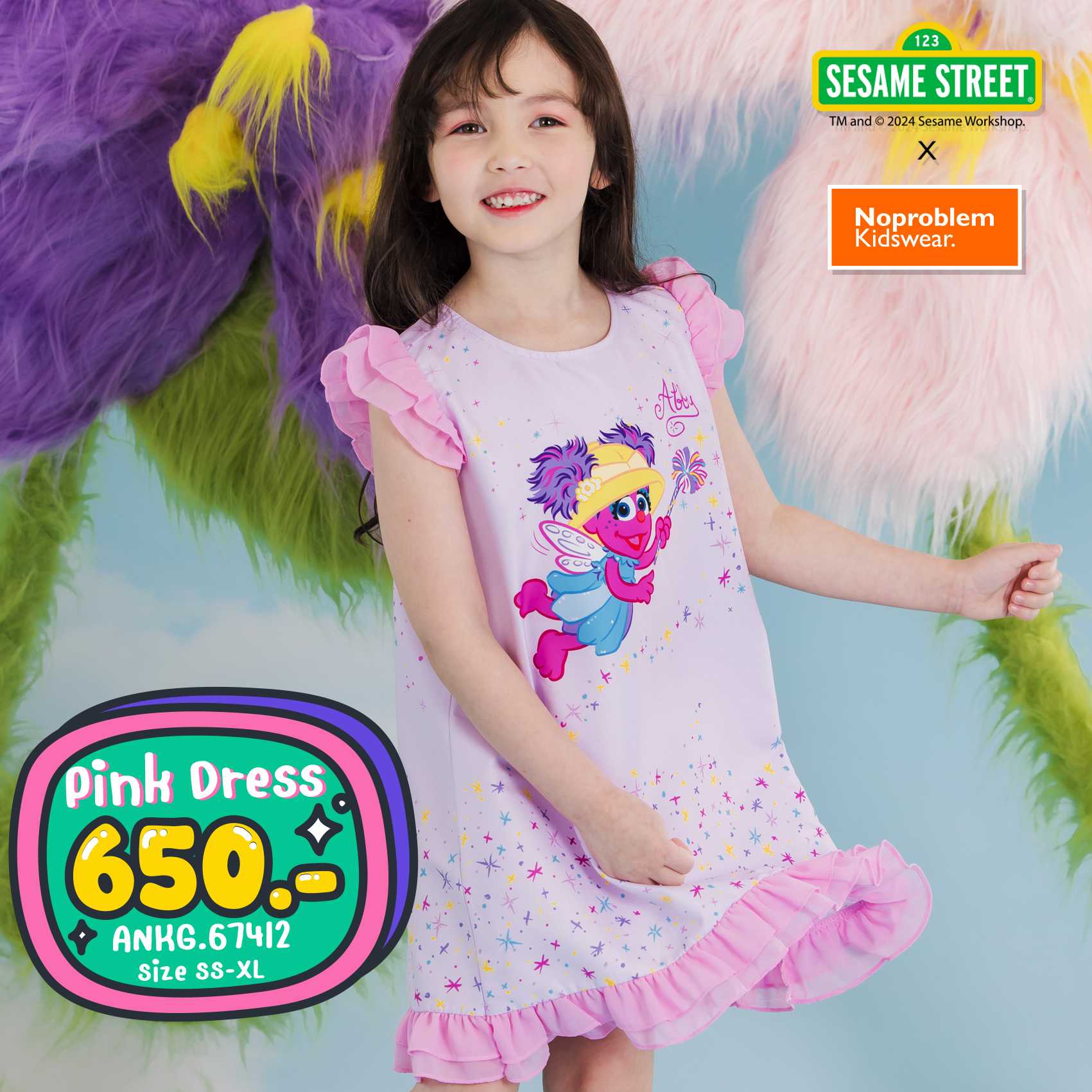 ชุดเดรสชุดกระโปรง พิมพ์ลาย Abby ANKG.67412 - MINI DRESS SESAME STREET