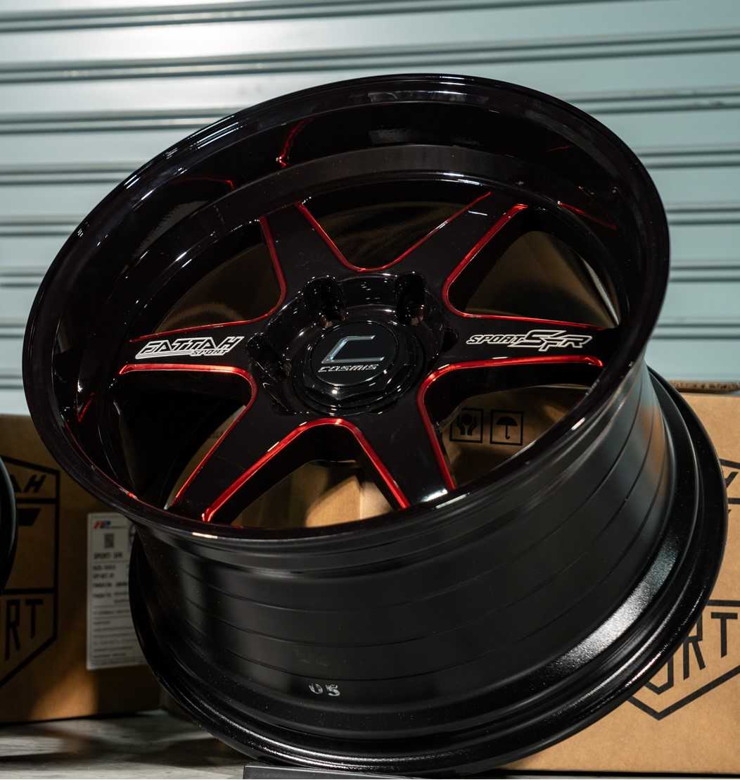 แม็กซ์ SPORT-SFR 18X9.5 6X139.7 ET25 CB.106 B-(R)W-XZ(สีดำCNCข้างก้านแดง+CNCตัวหนังสือ)Custom