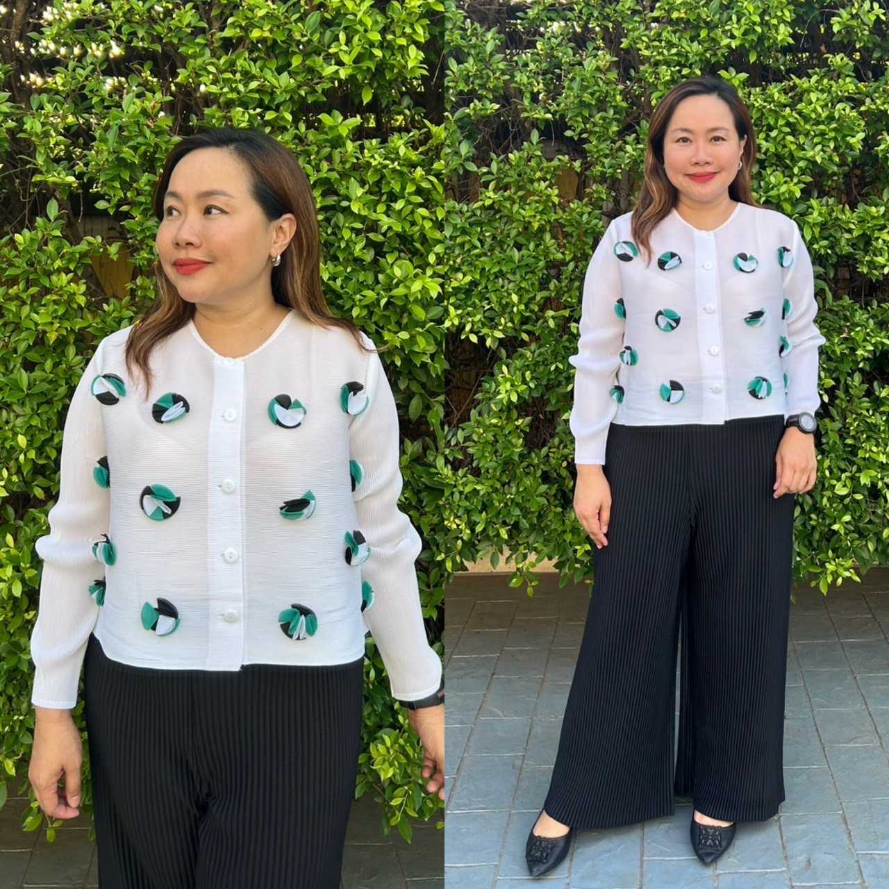 PleatByNisa A762 เสื้อคลุมอัดพลีท ดอก3มิติ ให้ไว จำนวนจำกัด