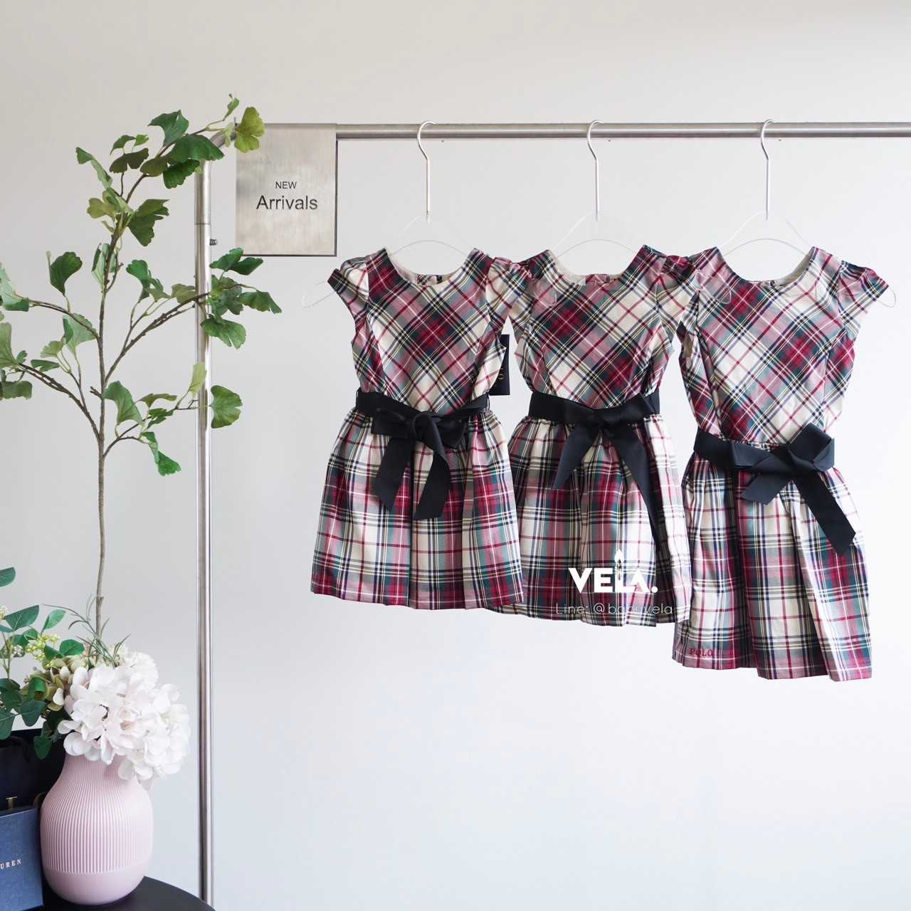 Plaid Twill Dress (Cream Red Multi)