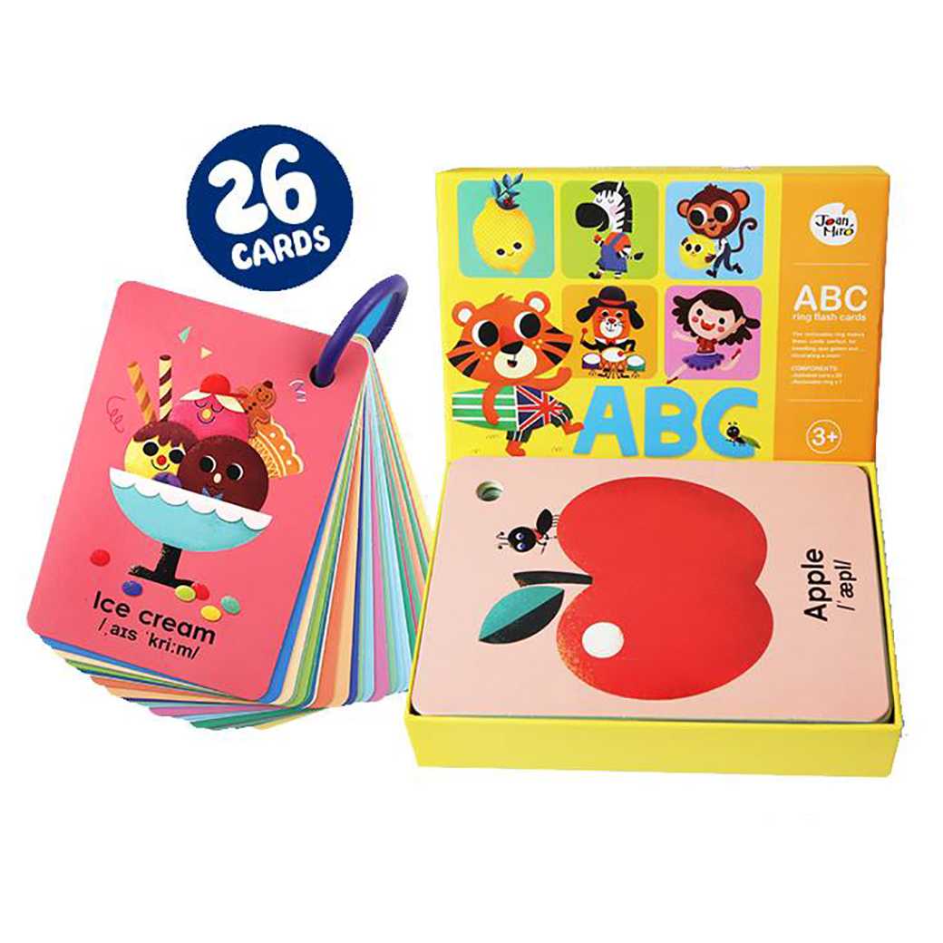 แฟลชการ์ดคำศัพท์สำหรับเด็กเล็ก พร้อมห่วงถอดเก็บได้ Joan Miro/Jar Melo ABC Ring Flash Card🃏