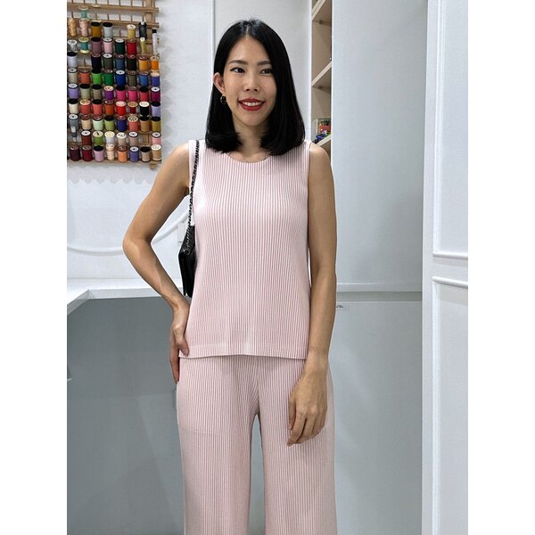 มีผ่าชาย!! 2MUAY รุ่น GJO2230-9 เสื้อพลีทคุณภาพ THICK SLEEVELESS PLEAT TOP 9 สี FREE SIZE