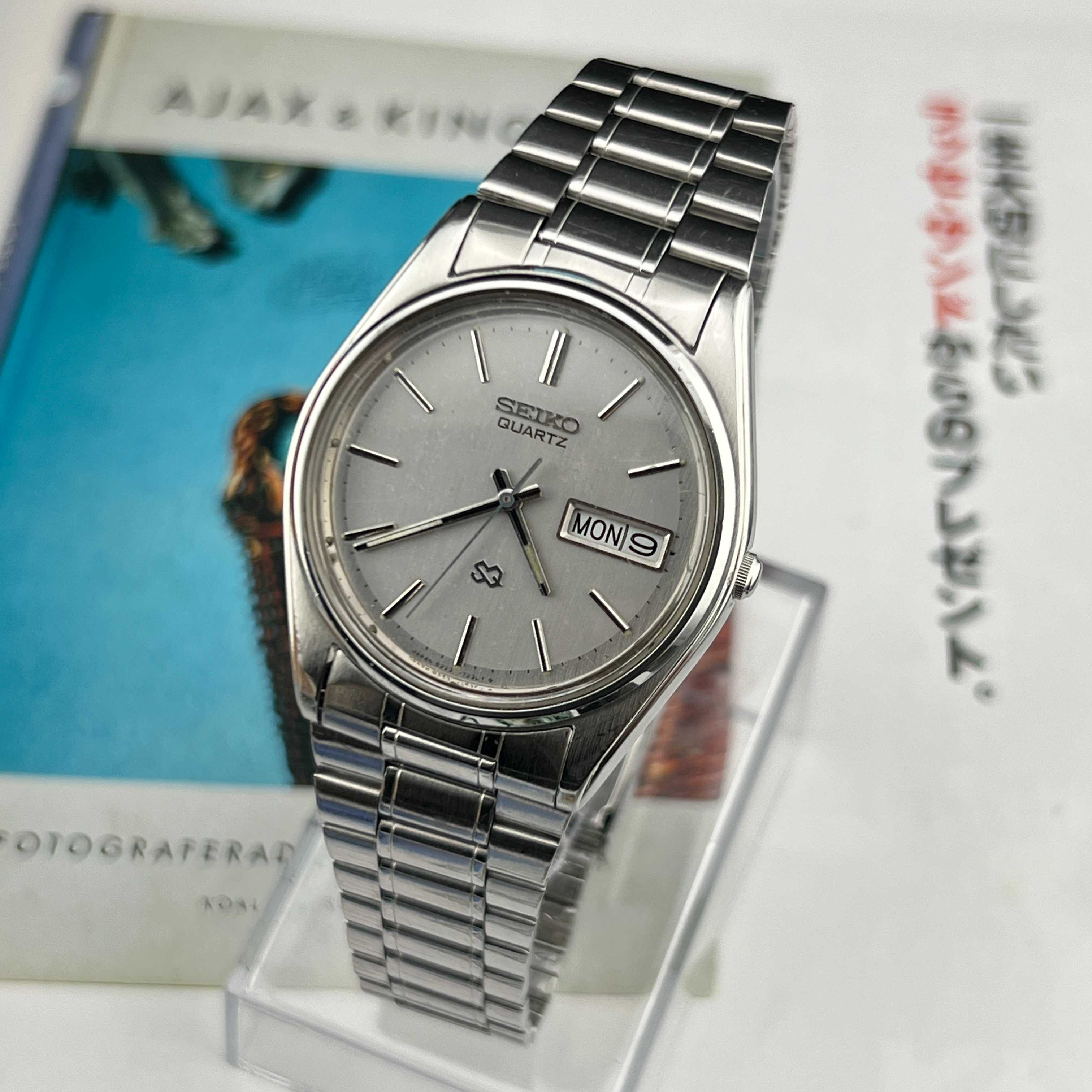 Vintage Seiko SQ Quartz Silver Dial Ref.8223-7189 Days/Date Spain/Eng Japan 1982