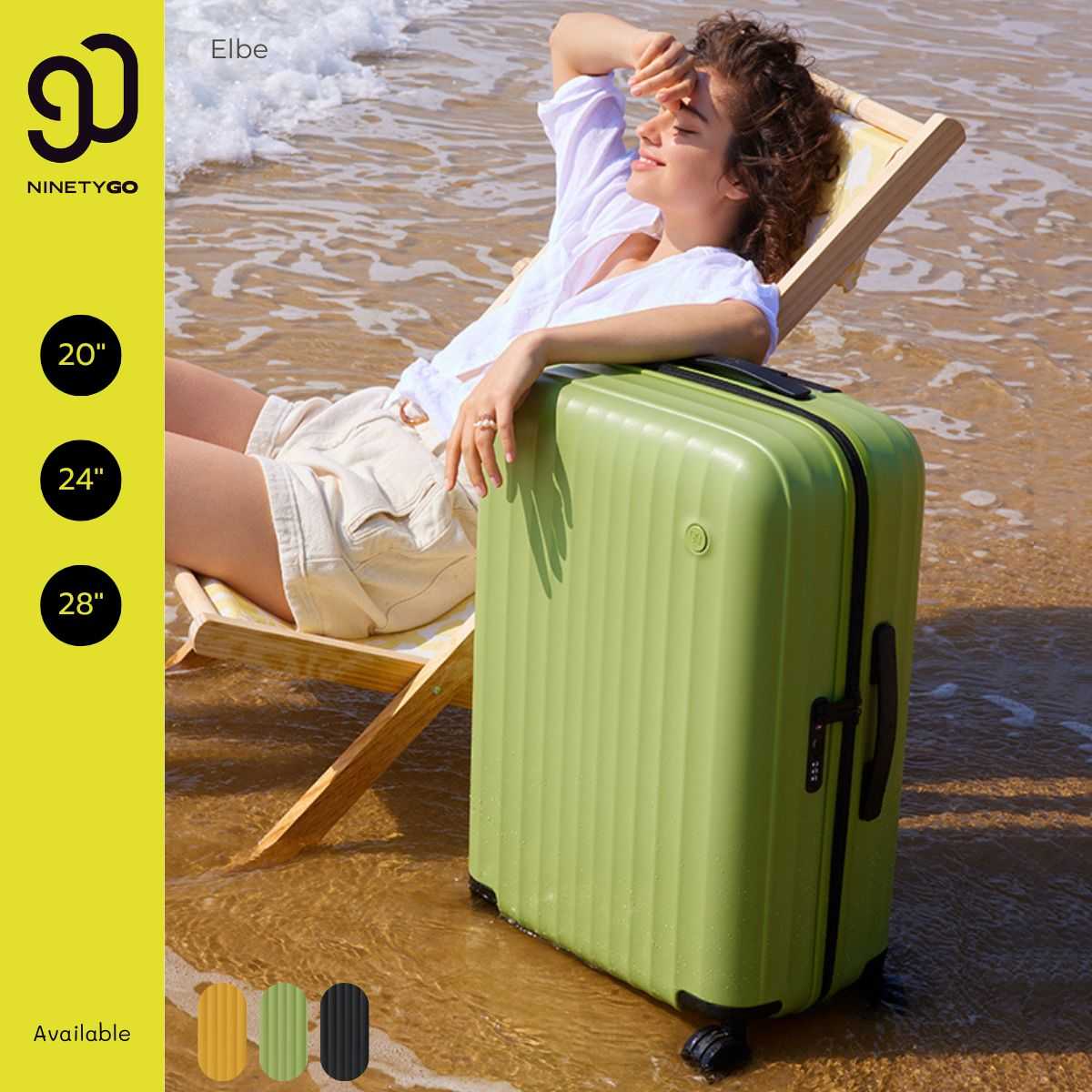 NinetyGo : กระเป๋าเดินทางล้อลาก ซิป 2 ชั้น รุ่นเอลเบอร์ (Elbe 90L02)