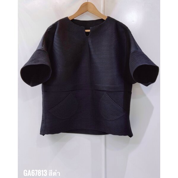 2MUAY รุ่น GA67813 เสื้ออัดพลีท THICK OPEN NECK LAYER PLEATED TOP 6สี FREE SIZE