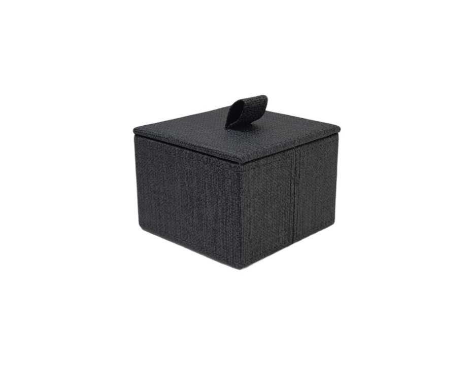 Box, PU Linen embossed, Black, M