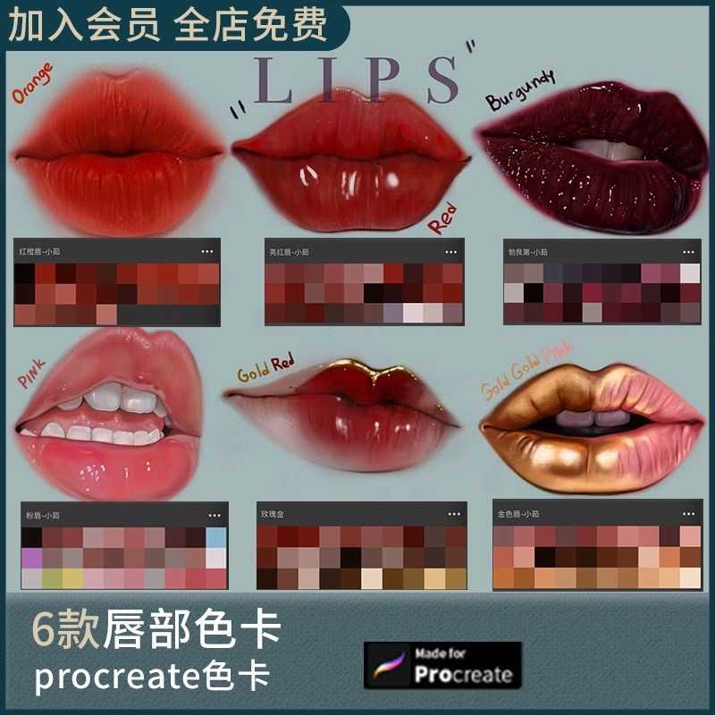 BSW026 Procrate ริมฝีปาก ลิปสติก พาเลทสี 6 พาเลท