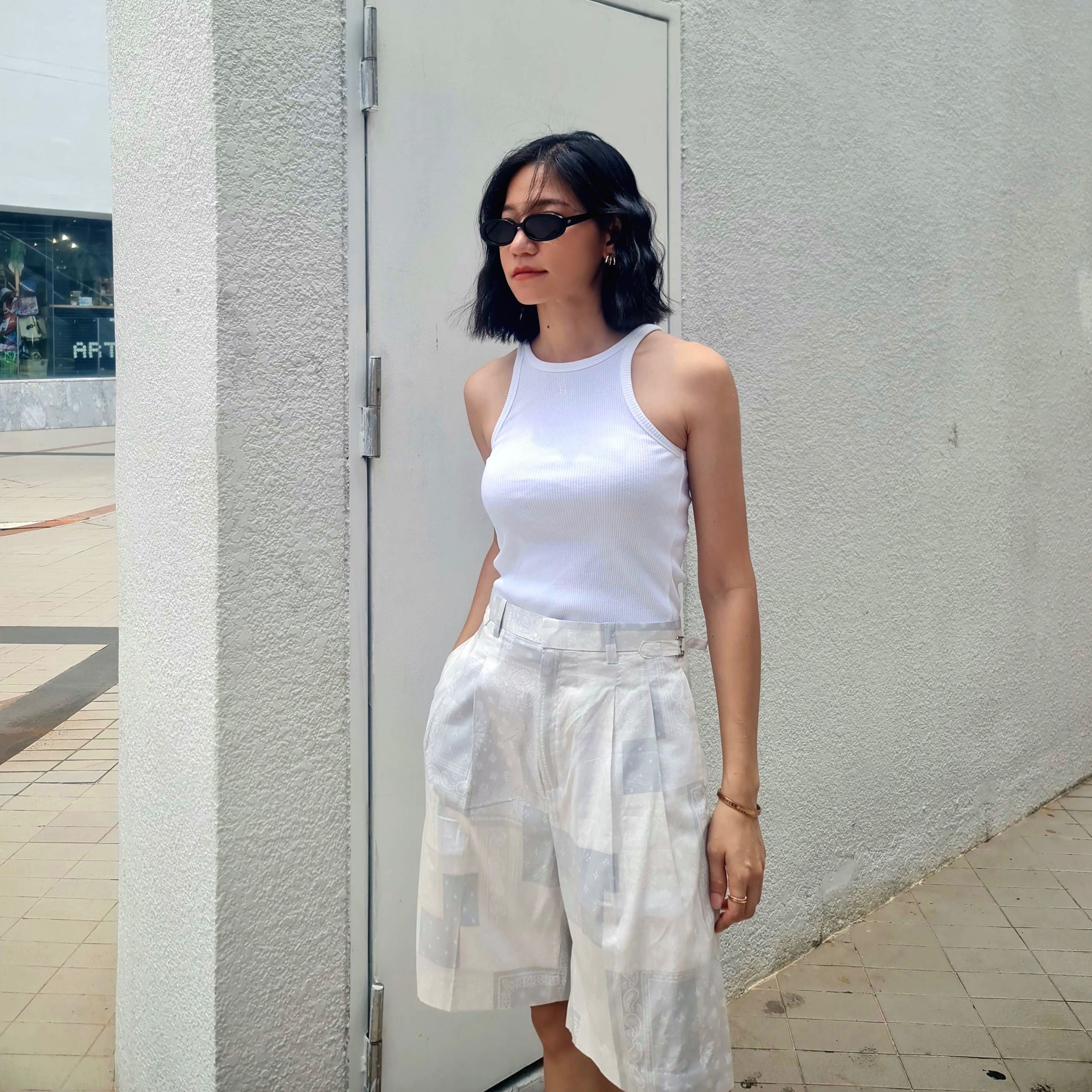 JS26 SHORT BANDANA PATCHWORK(OFF WHITE) สินค้าสั่งตัด 5-7 วัน